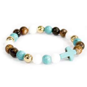 3x Turquoise Howlite Cross/Royal Beads - Gemstone Bracelet