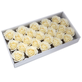 25x Craft Soap Flowers - Lrg Rose - Ivory