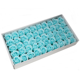 50x Craft Soap Flowers - Med Rose - Baby Blue