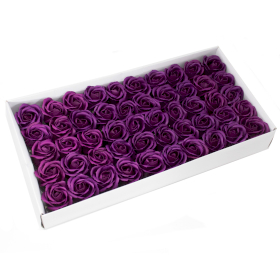 50x Craft Soap Flowers - Med Rose - Deep Violet