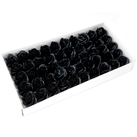 50x Craft Soap Flowers - Med Rose - Black