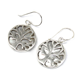 Tree of Life Silver Earrings 15mm - Mother of Pearl
