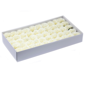 50x Craft Soap Flowers - Carnations - Cream