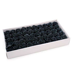 50x Craft Soap Flowers - Med Rose - Black With white Rim