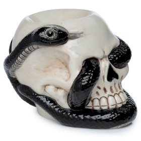 3x Skull with Coiled Snake Shaped Ceramic Oil Burner