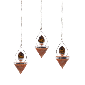 3x Gemstone Lantern of Life Pendulum - Sunstone & Tigereye