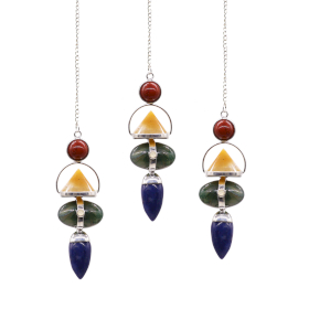 3x Four Elements Gemstone Pendulum - Red Jasper, Yellow Aventurine, Moss Agate, Sodalite & Moonstone