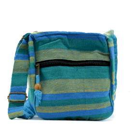 Lrg Nepal Sling Bag  (Adjustable Strap) -  Spring Meadows Green & Blue