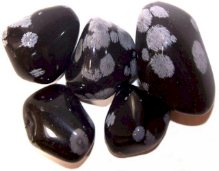 24x L Tumble Stone - Obsidian Snowflake