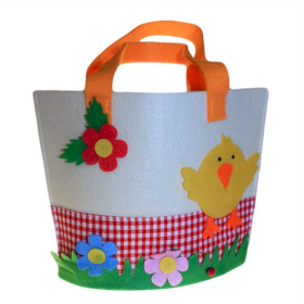 3x Spring Felt Gift Bags - Large Chick Asst
