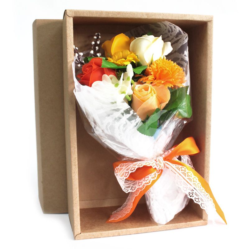 Boxed Hand Soap Flower Bouquet - Orange (Full Carton)