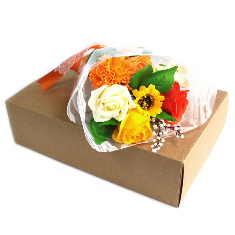 Boxed Hand Soap Flower Bouquet - Orange (Full Carton)