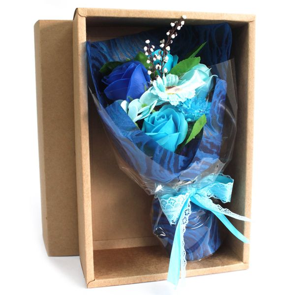 Boxed Hand Soap Flower Bouquet - Blue (Full Carton)