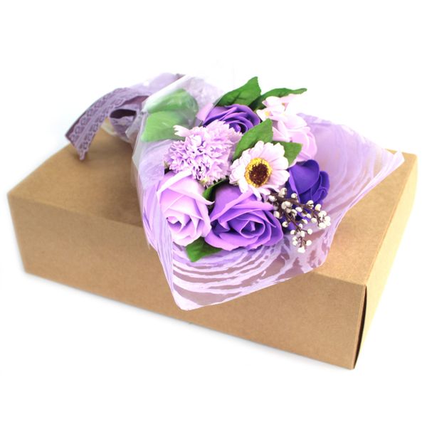 Boxed Hand Soap Flower Bouquet - Purple (Full Carton)