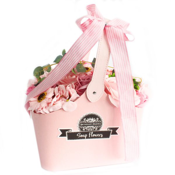 Basket Soap Flower Bouquet - Pink (Full Carton)