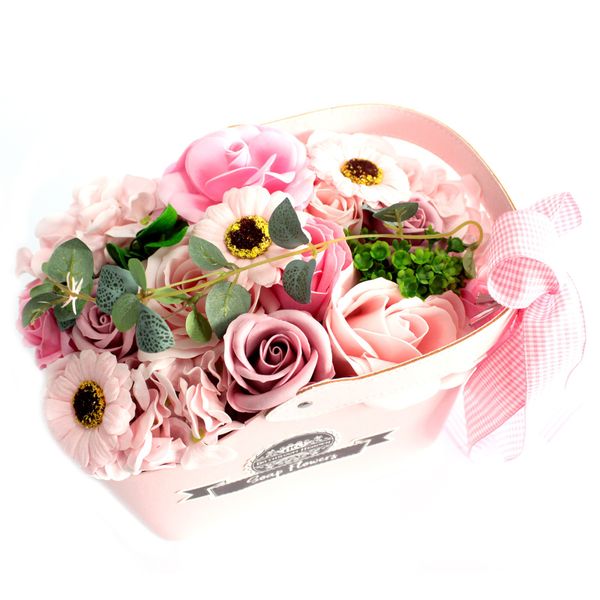 Basket Soap Flower Bouquet - Pink (Full Carton)