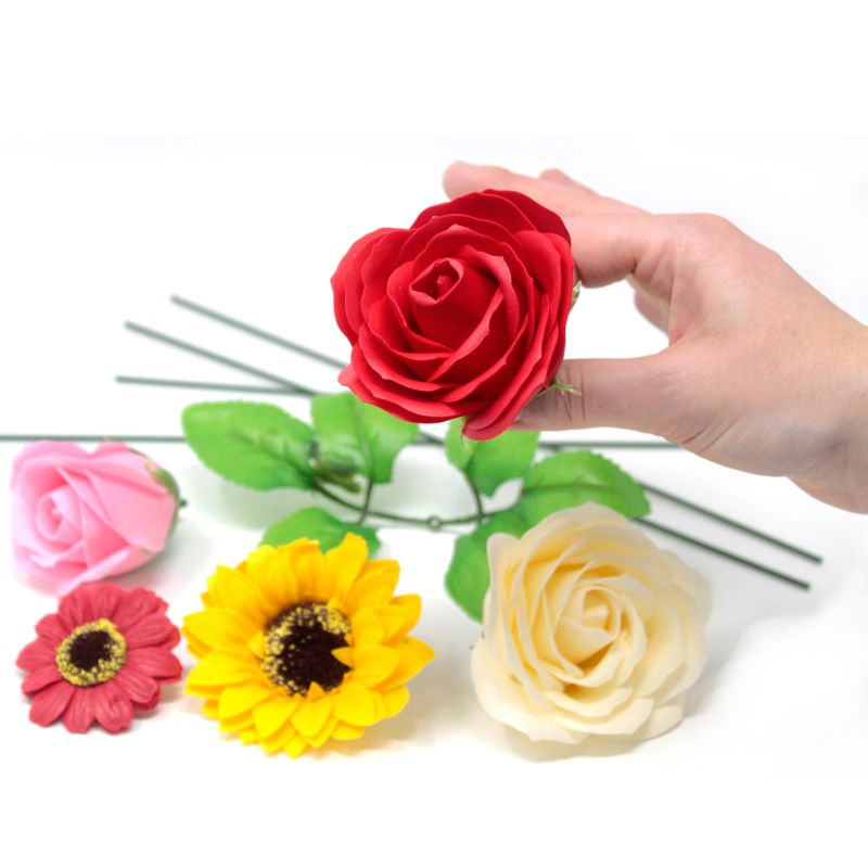 Craft Soap Flowers - Med Rose - White