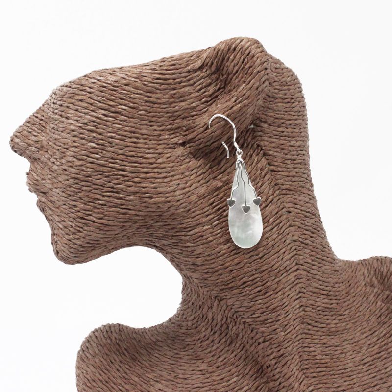 Shell & Silver Earrings - Three Hearts - MOP