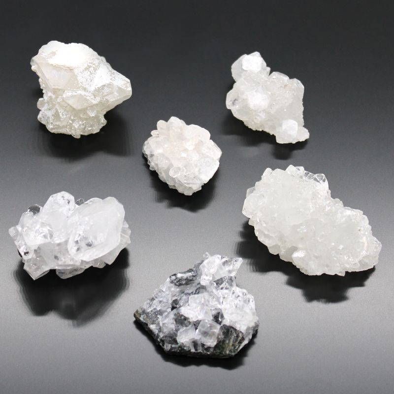 Set of 6 White Appophyllite Clusters 20-30mm