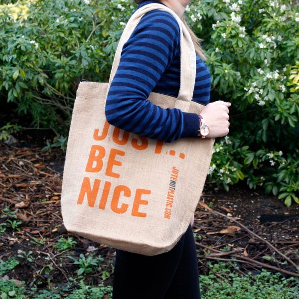 Eco Jute Bag - Just Be Nice - (4 assorted designs)