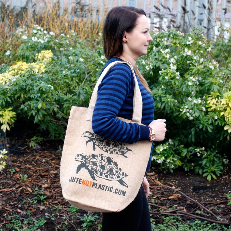 Eco Jute Bag - Two Turtles - (4 assorted designs)