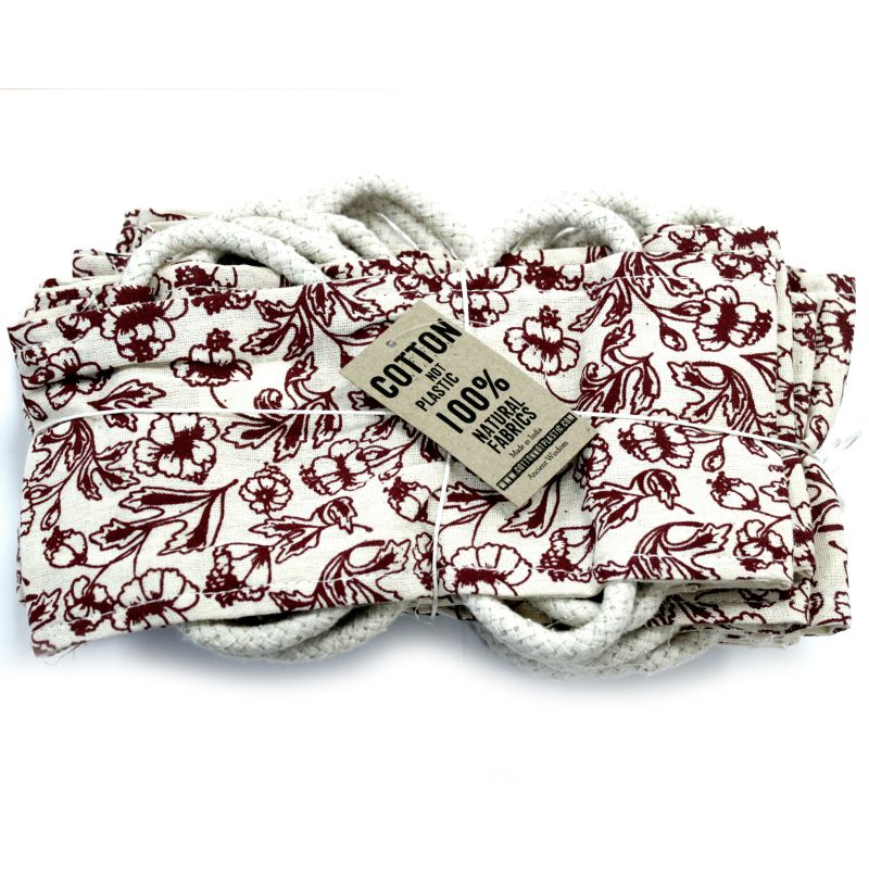 Empty Cotton Wheat Bags with Rope Handles - Floral Patterns