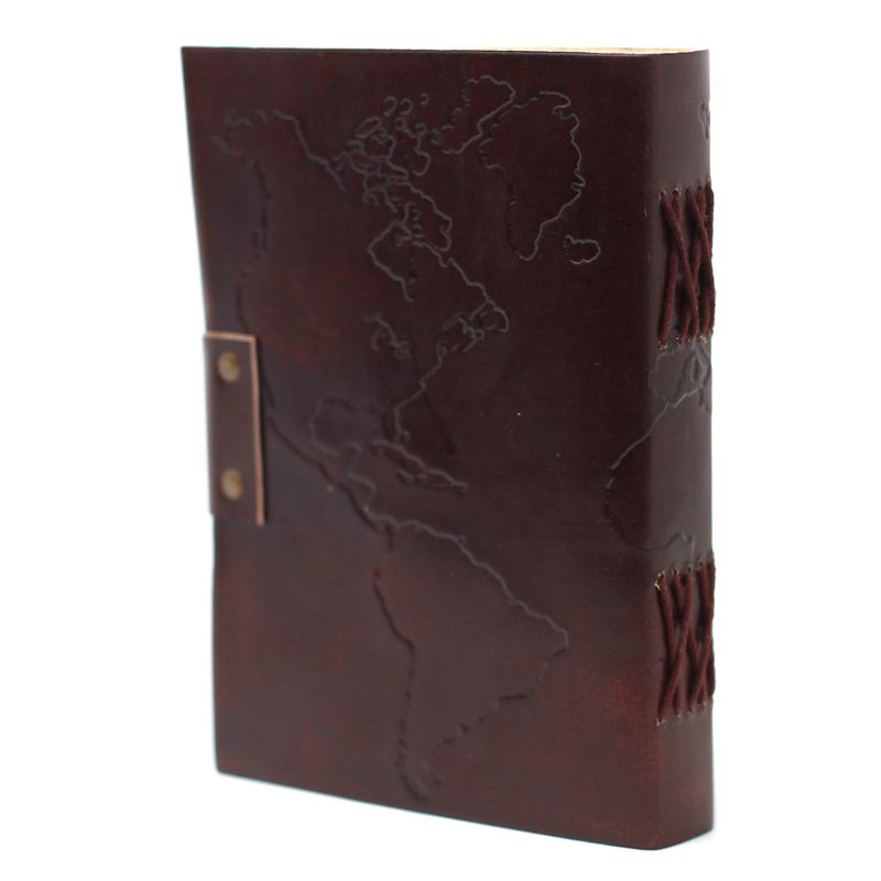 Leather World Map Notebook (7x5")