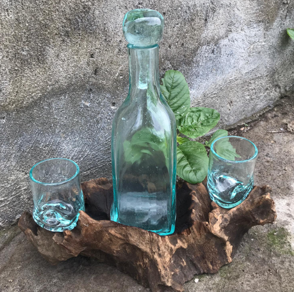 Molten Glass on Wood - Whisky Set