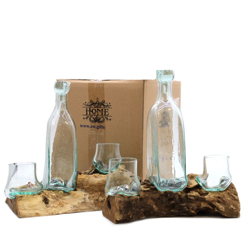 Molten Glass on Wood - Whisky Set