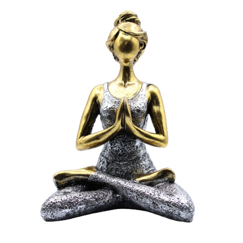 Yoga Lady Figure - Bronze & Silver 24cm