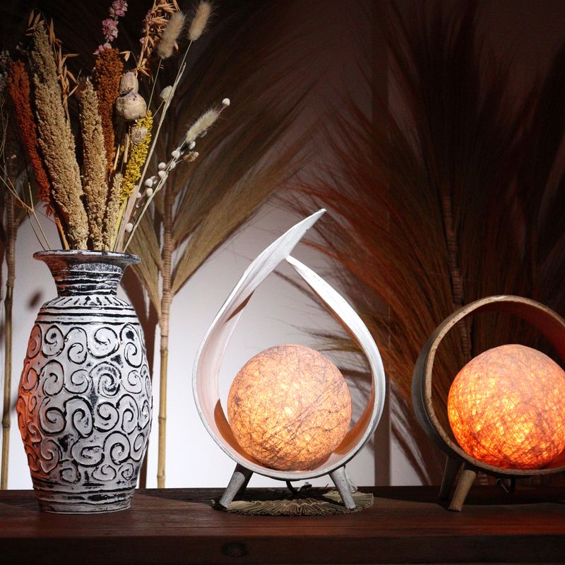 Natural Coconut Lamp - Whitewash Wrapover
