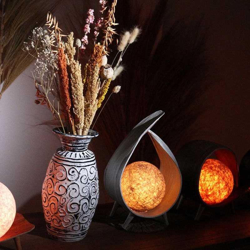 Natural Coconut Lamp - Greywash Wrapover
