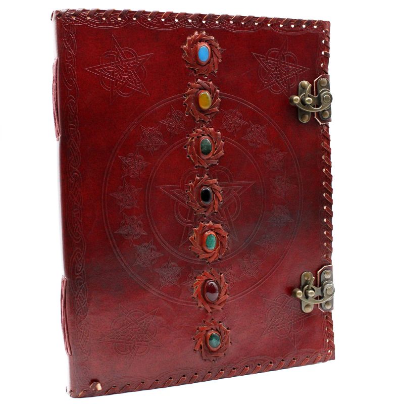 Huge 7 Chakra Leather Book - 10x13" (200 pages)
