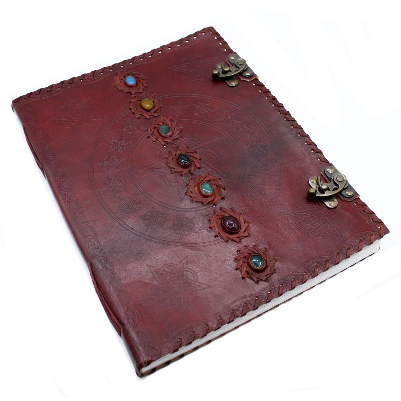 Huge 7 Chakra Leather Book - 10x13" (200 pages)