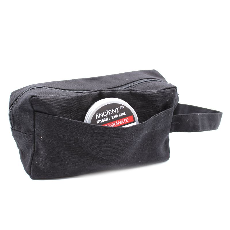 Black Cotton Toiletry Bag 10 oz - Classic Square