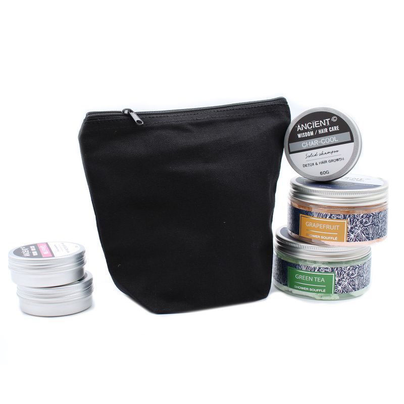 Black Cotton Toiletry Bag 10 oz - Medium Pouch
