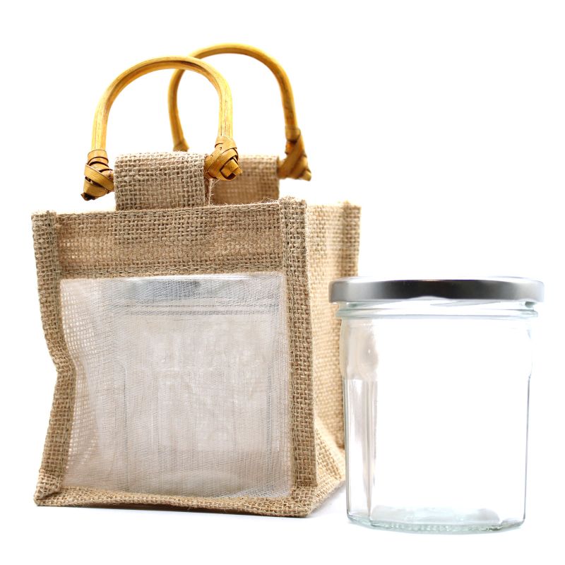 Pure Jute and Cotton Window Gift Bag - One Jar Natural