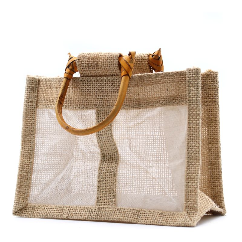 Pure Jute and Cotton Window Gift Bag - Two Jars Natural