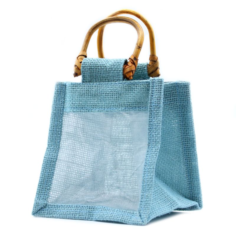 Pure Jute and Cotton Window Gift Bag - One Jar Teal