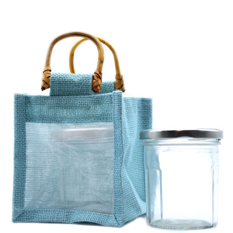 Pure Jute and Cotton Window Gift Bag - One Jar Teal