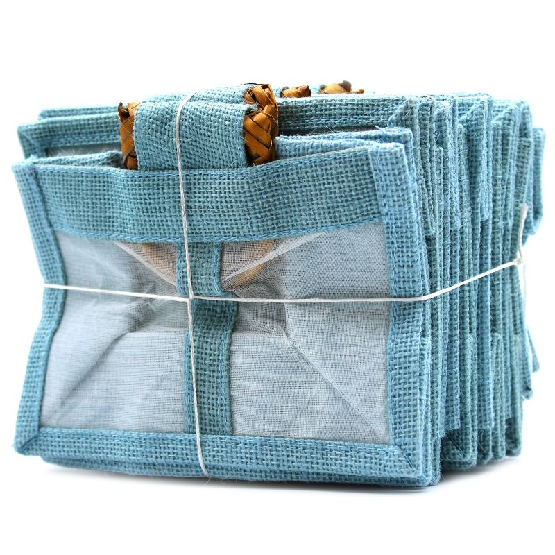 Pure Jute and Cotton Window Gift Bag - Two Jars Teal