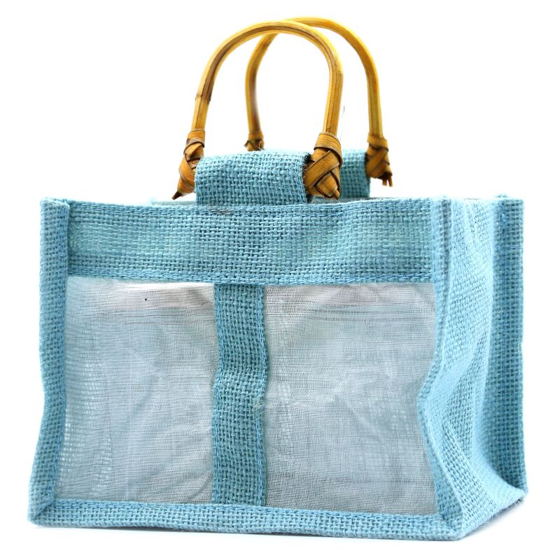 Pure Jute and Cotton Window Gift Bag - Two Jars Teal