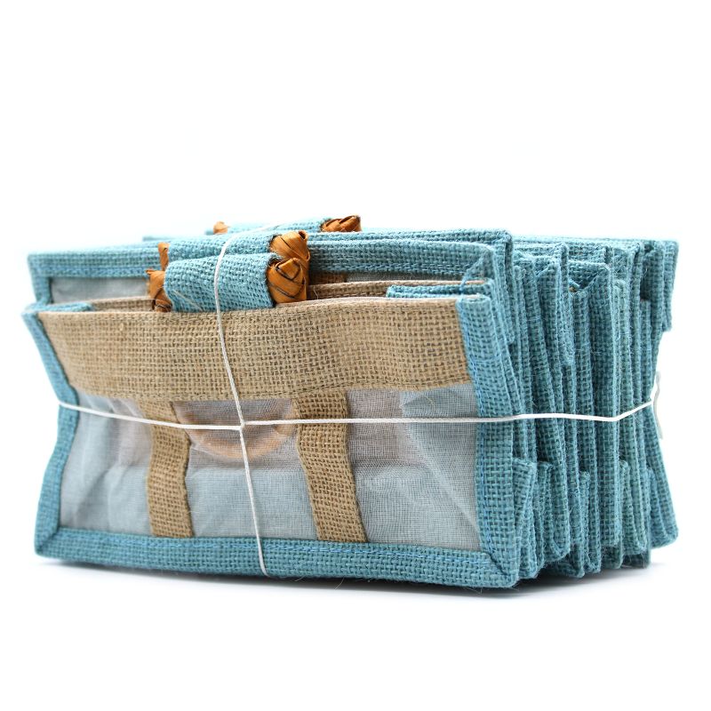 Pure Jute and Cotton Window Gift Bag - Three Jars Teal