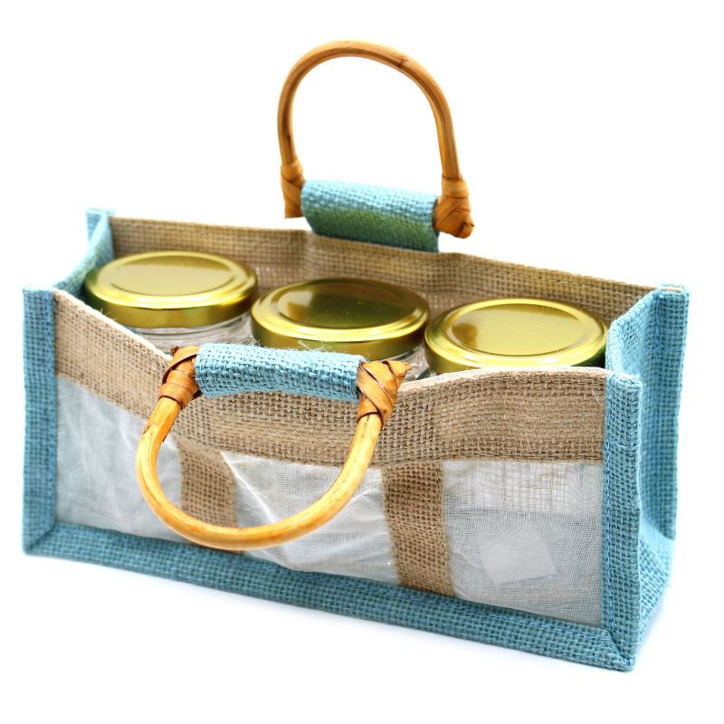 Pure Jute and Cotton Window Gift Bag - Three Jars Teal