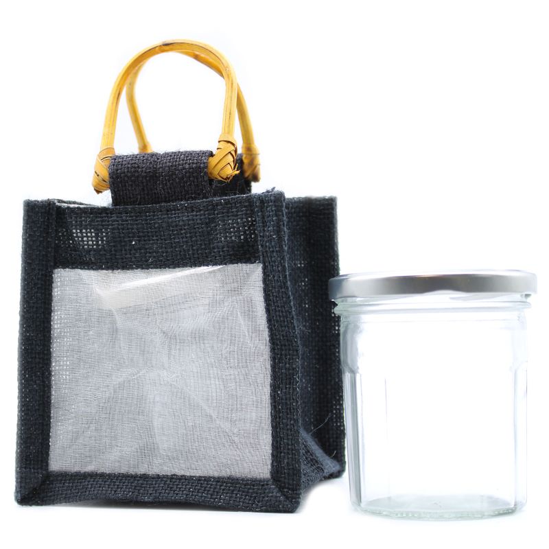 Pure Jute and Cotton Window Gift Bag - One Jar Black