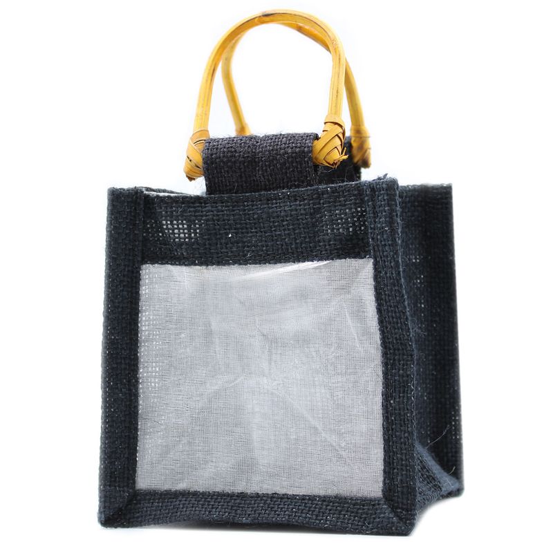 Pure Jute and Cotton Window Gift Bag - One Jar Black