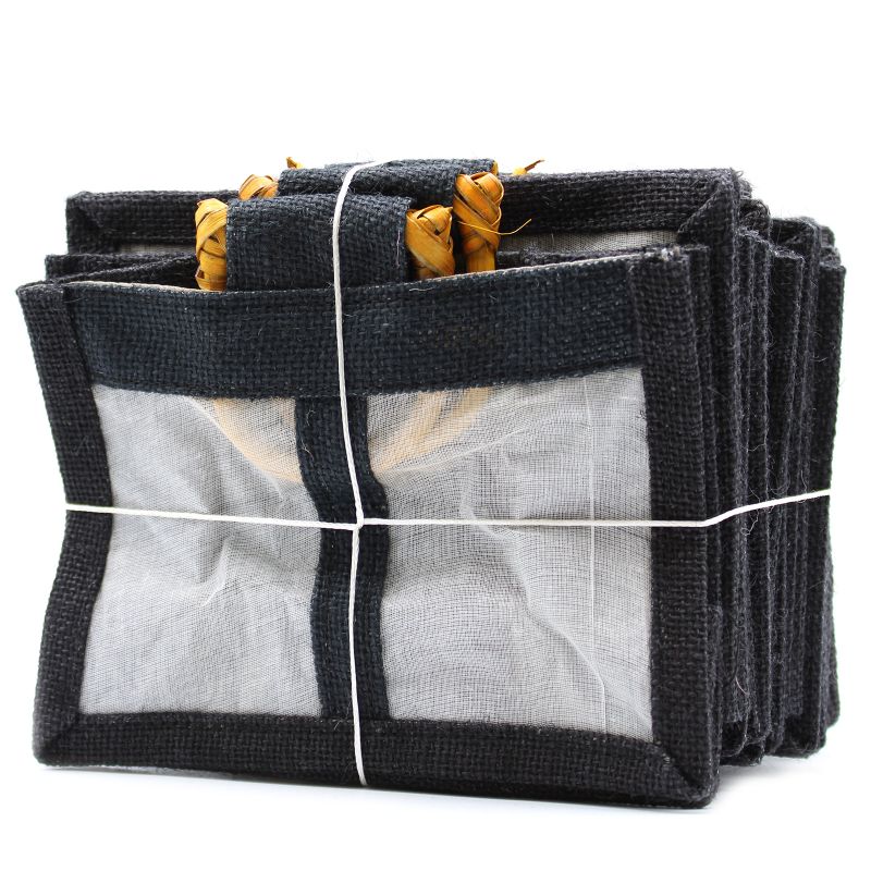 Pure Jute and Cotton Window Gift Bag - Two Jars Black