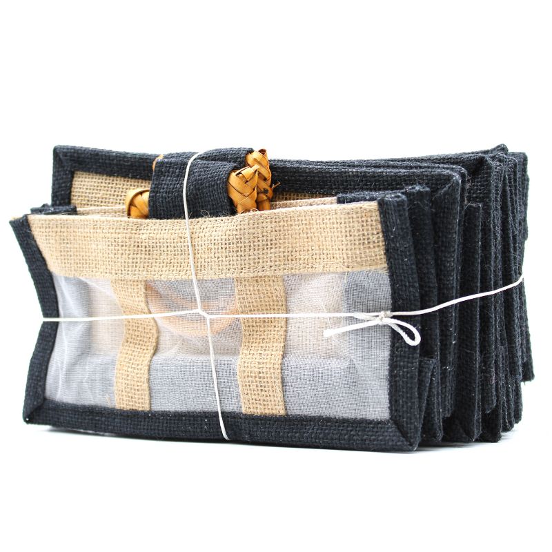 Pure Jute and Cotton Window Gift Bag - Three Jars Black