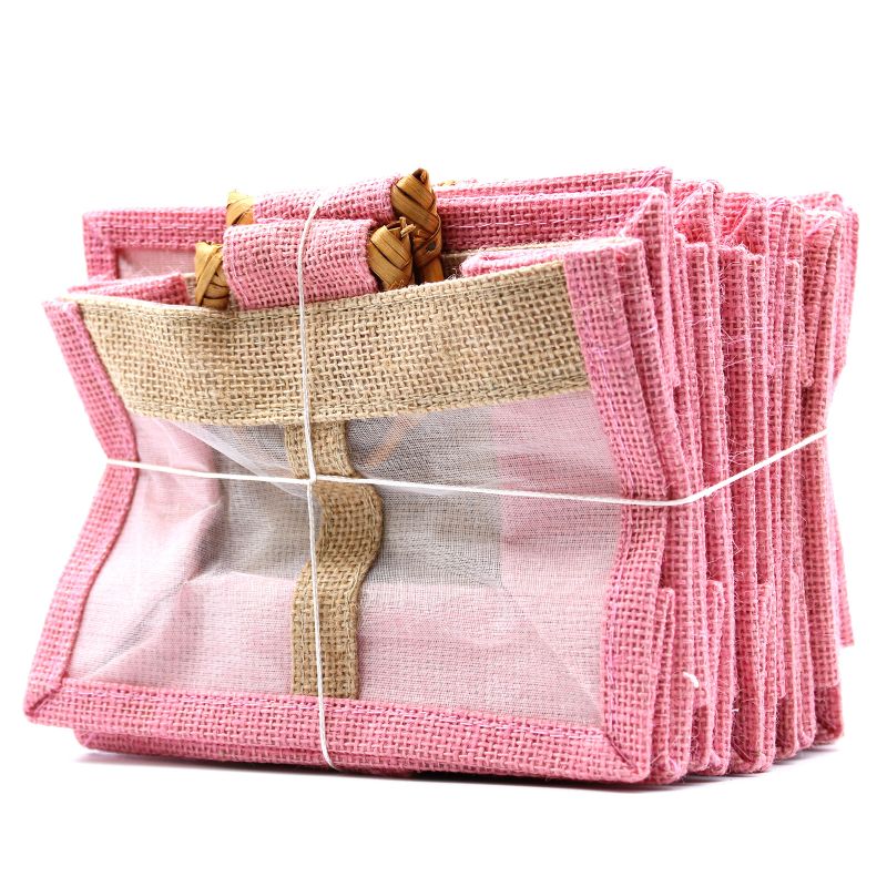 Pure Jute and Cotton Window Gift Bag - Two Jars Rose