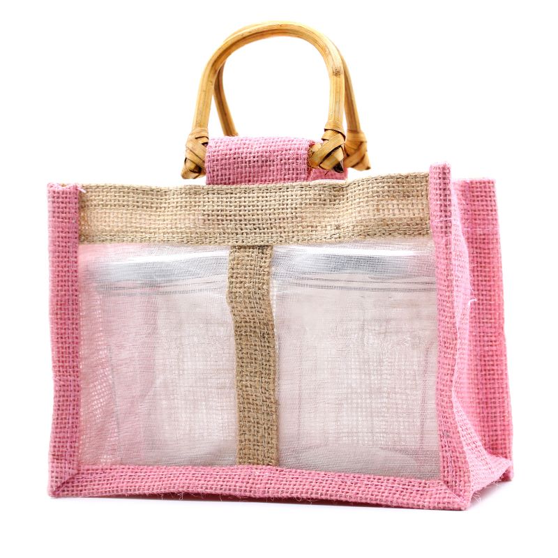Pure Jute and Cotton Window Gift Bag - Two Jars Rose